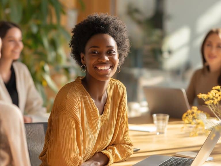 Young professional black woman in office